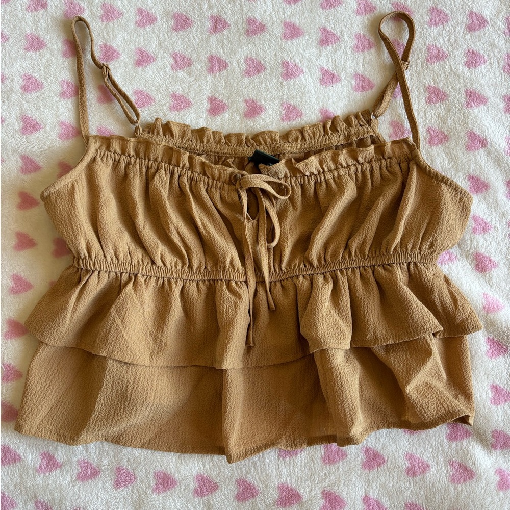 Wild Fable Ruffled Tan Top